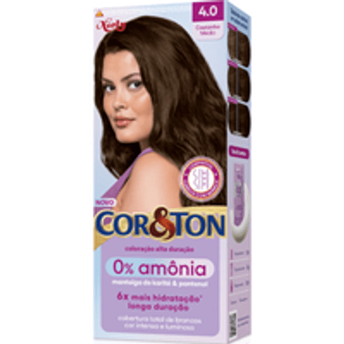 Kit Coloração Creme 4.0 Castanho Médio Manteiga de Karité & Pantenol Niely Cor&Ton