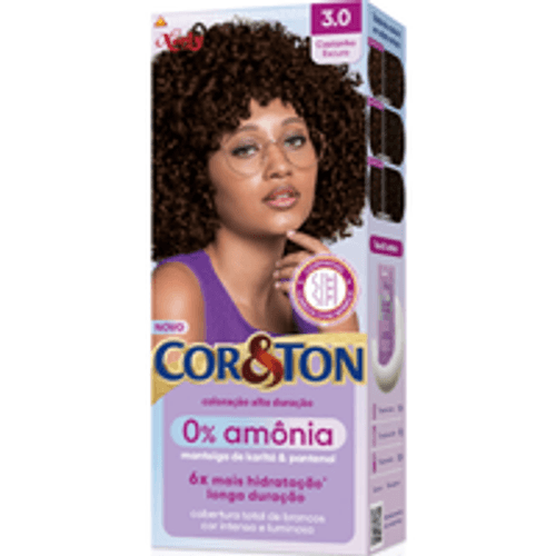 Kit Coloração Creme 3.0 Castanho Escuro Manteiga de Karité & Pantenol Niely Cor&Ton