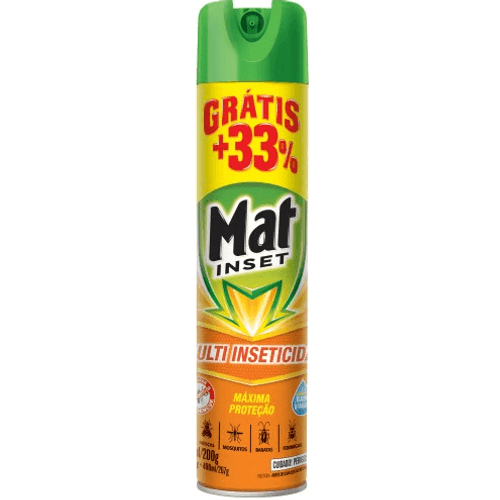Multi-Inseticida Aerossol Ação Imediata Base Água Mat Inset Frasco 360ml Grátis 33%