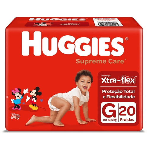 Fralda Descartável Infantil Huggies Supreme Care G 9 a 12,5kg Pacote 20 Unidades