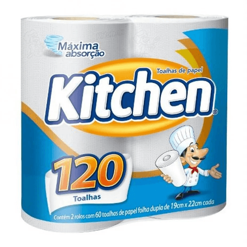 Toalha De Papel Folha Dupla Kitchen 19cm X 22cm Pacote 2 Unidades
