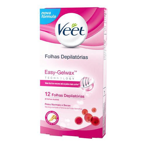 Cera Fria Corporal Veet Peles Normais e Secas - 12 Folhas