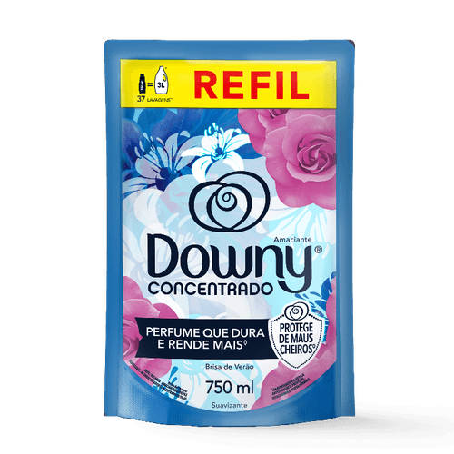 AMACIANTE ROUPA CONCENTRADO DOWNY 750ML - SACHE BRISA DE VERÃO
