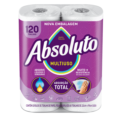 TOALHA PAP ABSOLUTO FL/DP 2RL 120FL MULTIUSO