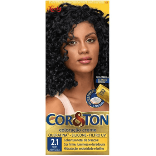 TINTURA PERMANENTE COR&TON CREME 125G* 2.1 PRETO JABUTICABA