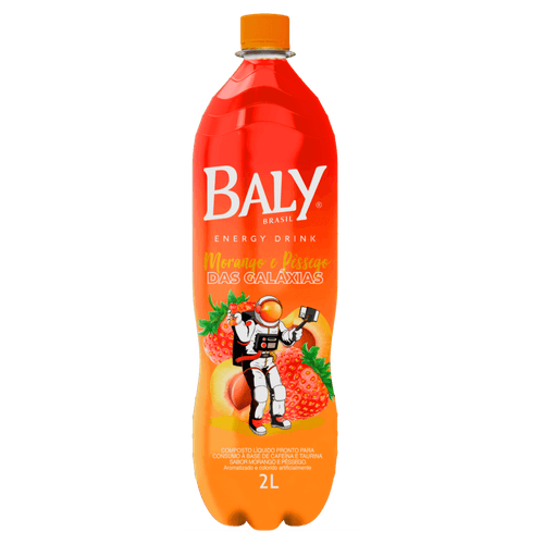 Composto Líquido Energético à Base de Cafeína e Taurina Morango e Pêssego das Galáxias Baly Garrafa 2l