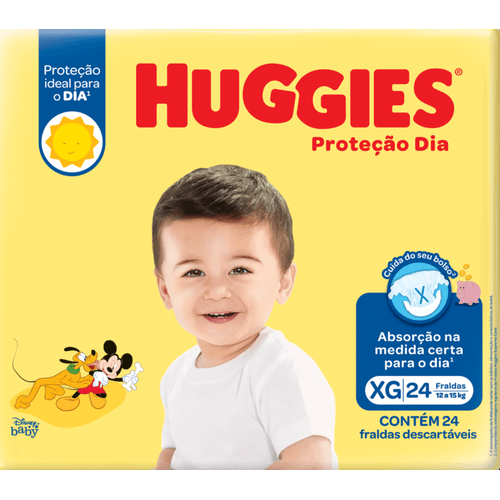 Fralda Descartável Infantil Huggies Proteção Dia XG 12 a 15kg Pacote 24 Unidades