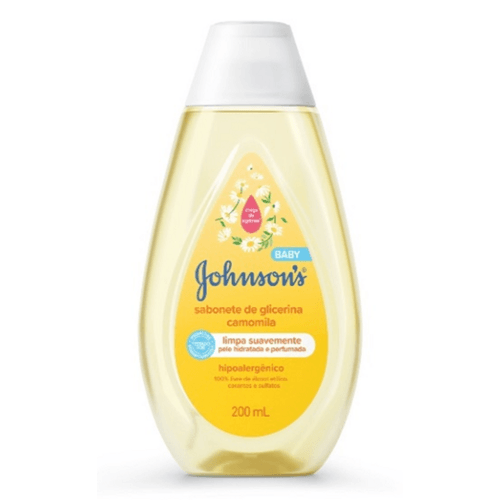 SABONETE LIQUIDO INFANTIL JOHNSON'S BABY 200ML CAMOMILA LIMPA SUAVEMENTE PELE HIDRATADA E PERFUMADA HIPOALERGENICO 100% LIVRE DE ALCOOL ETILICO CORAN