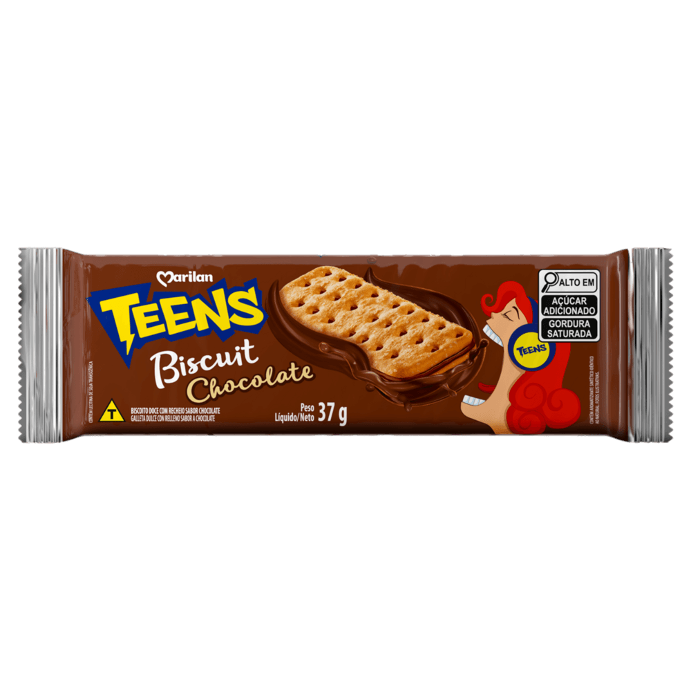 BISC DOCE RECH MARILAN TEENS 37G-PC BISCUIT CHOCOLATE