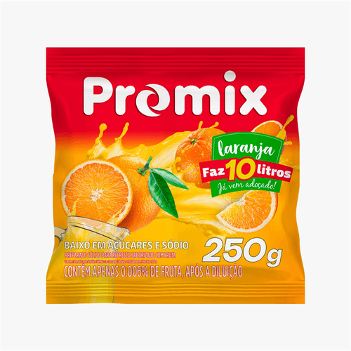 Refresco em Pó Promix  10L  Sabor Laranja 250g