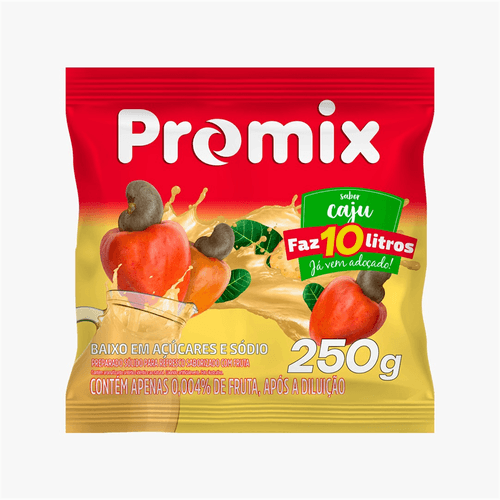 Refresco em Pó Promix 10L  Sabor Caju 250g