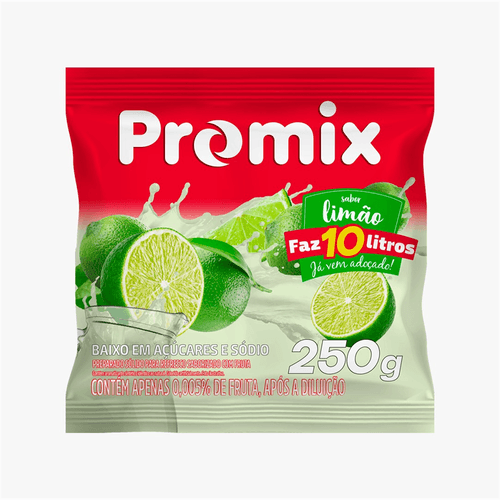Refresco em Pó Promix 10L   Sabor Limão 250g