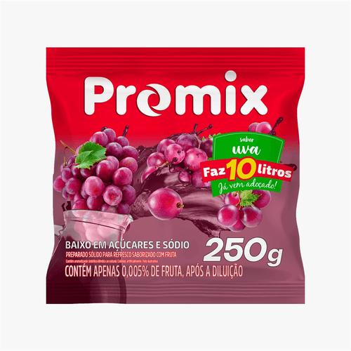 Refresco em Pó Promix 10L   Sabor Uva 250g