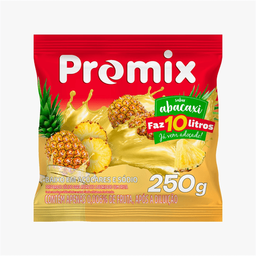 Refresco em Pó Promix   10L Sabor Abacaxi 250g