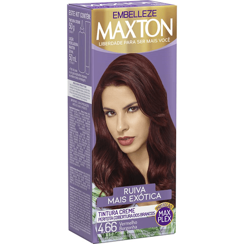 Coloração Creme Maxton 4.66 Mini Kit Vermelho Borgonha