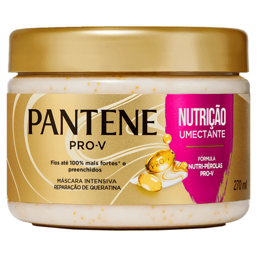 Máscara de Tratamento Intensiva com Pérolas Solúveis & Óleo de Amêndoas Pantene Pro-V Nutrição Umectante Pote 270ml