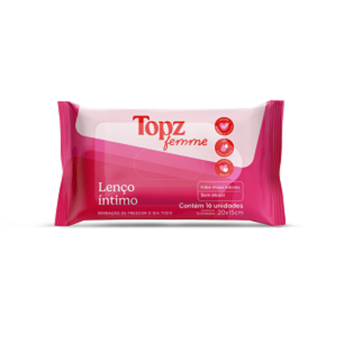 LENCO INTIMO UMEDECIDO TOPZ FEMME SEM ALCOOL COM 16UN-PC 20X15CM